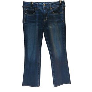 American Eagle Women’s Crop Jeans Size 14 Double Button Medium Wash Denim Blue